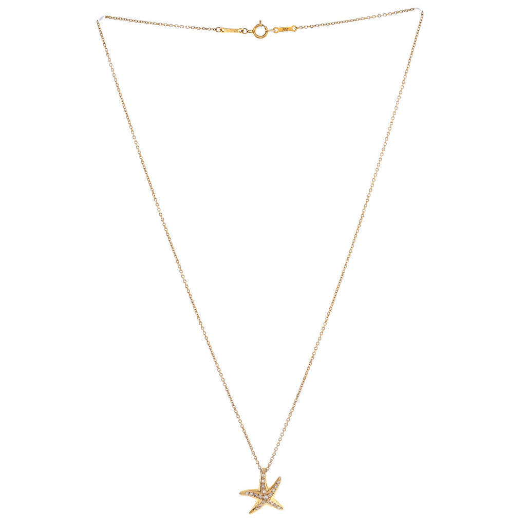 Elsa Peretti Starfish Pendant Necklace 18K Yellow Gold with Diamonds