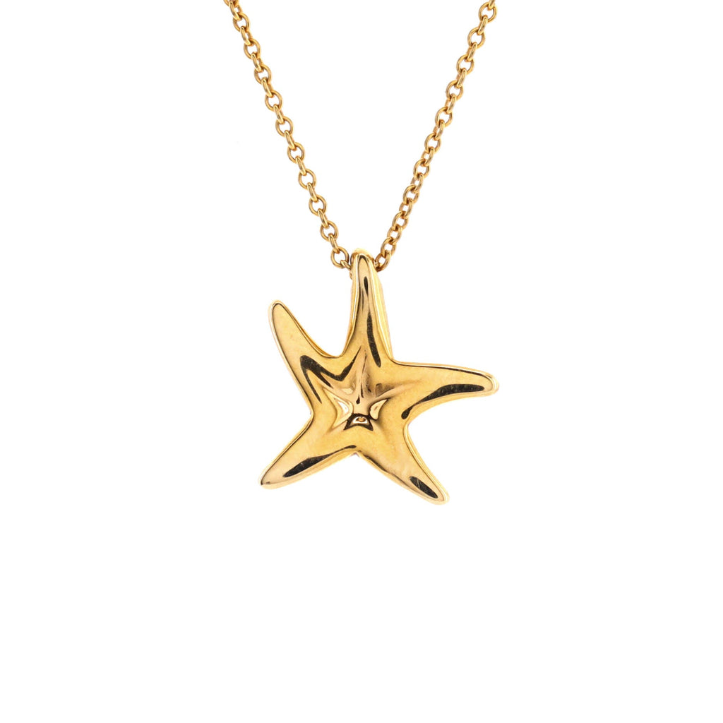 Elsa Peretti Starfish Pendant Necklace 18K Yellow Gold with Diamonds