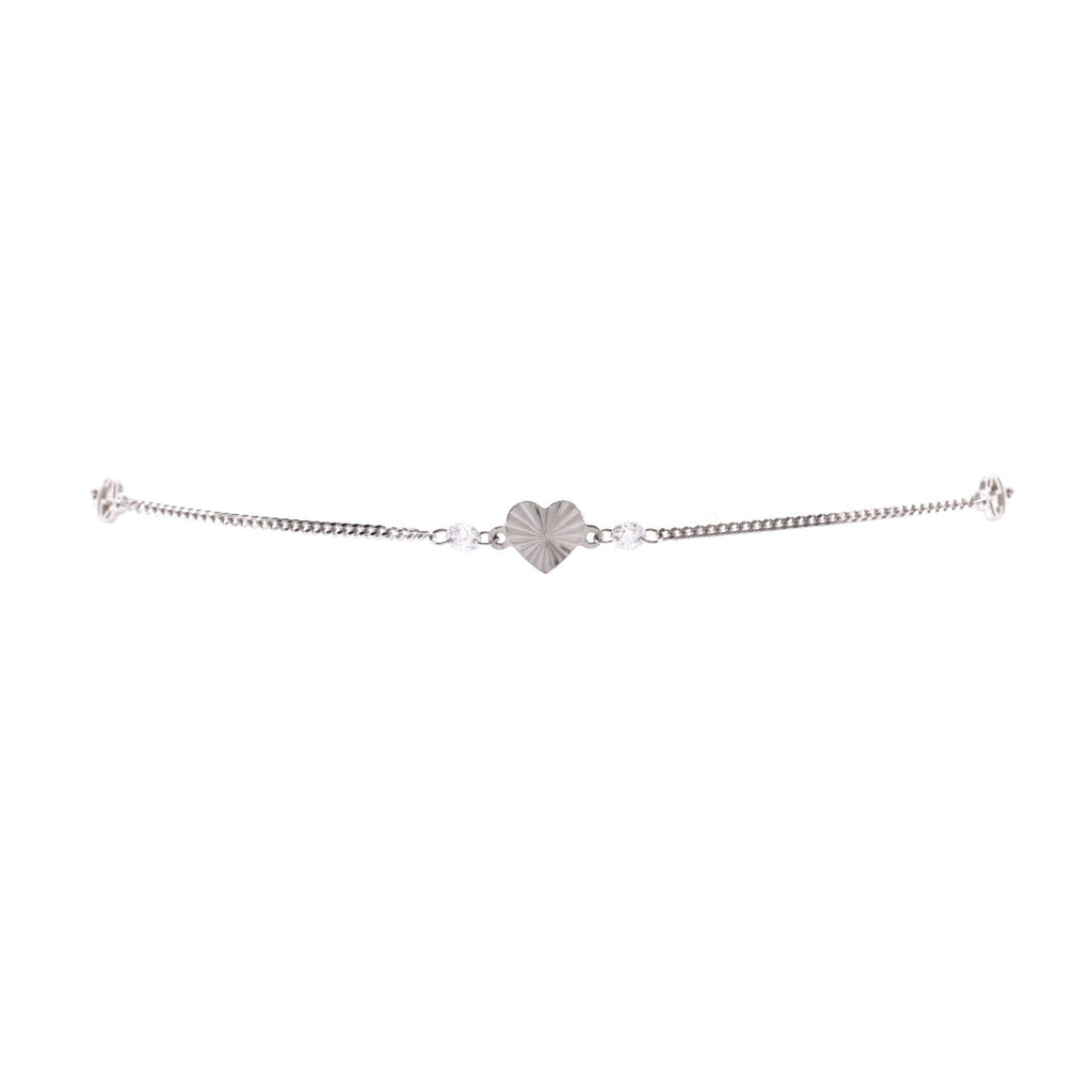 Interlocking G Heart Charm Bracelet 18K White Gold with Diamond