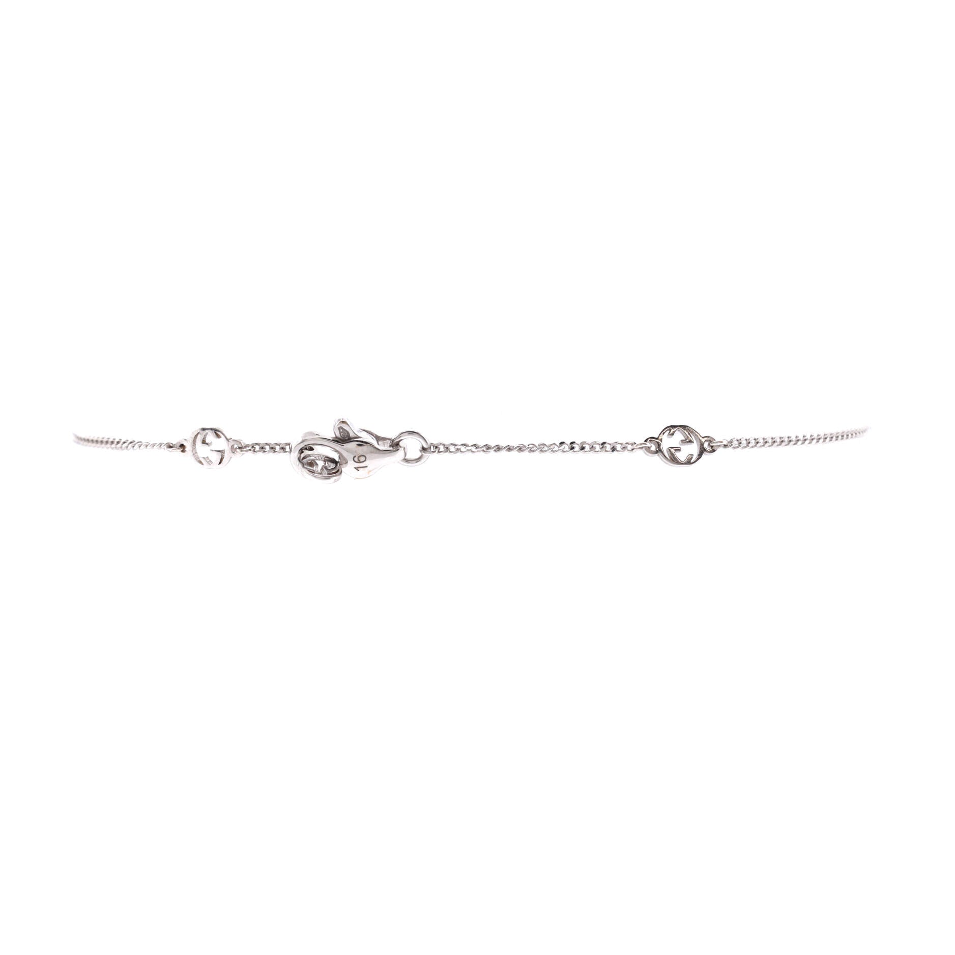 Interlocking G Heart Charm Bracelet 18K White Gold with Diamond