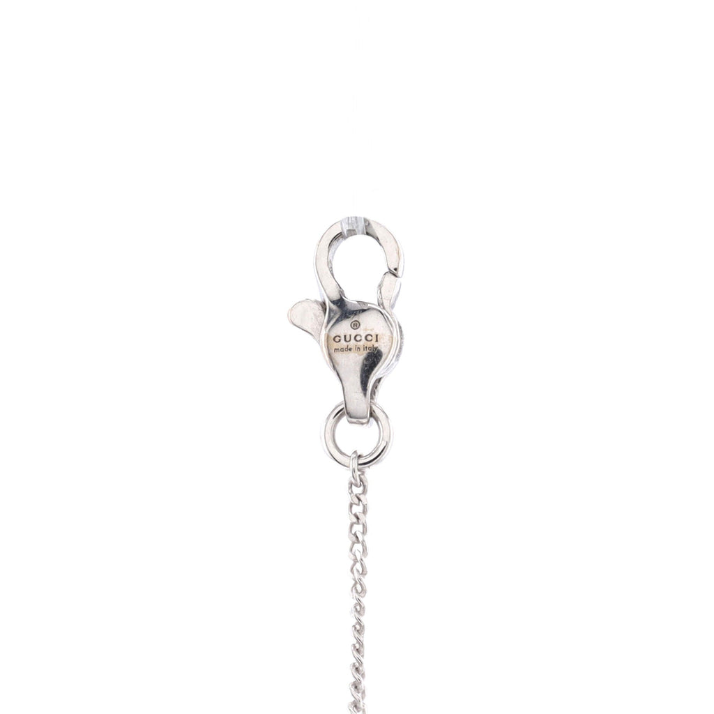 Interlocking G Heart Charm Bracelet 18K White Gold with Diamond