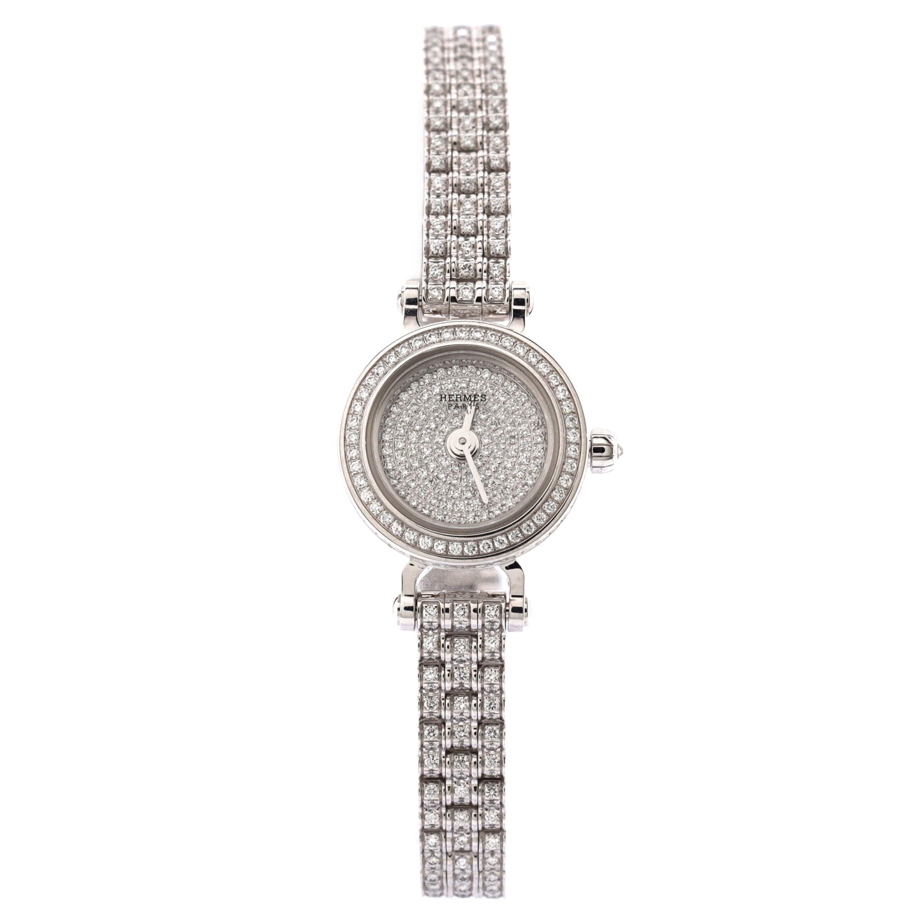Faubourg Quartz Watch White Gold with Pave Diamond Bezel, Dial and Bracelet 16