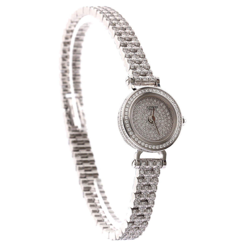 Faubourg Quartz Watch White Gold with Pave Diamond Bezel, Dial and Bracelet 16