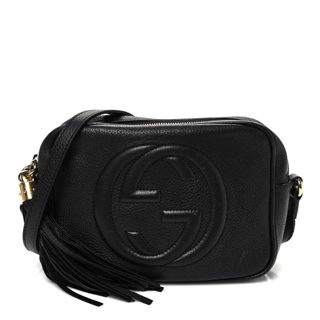 Pebbled Calfskin Small Soho Disco Bag Black