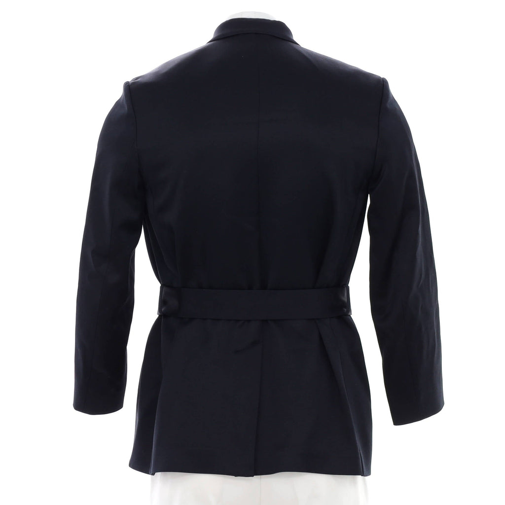 Men's Double Breasted Belted Long Blazer Silk Blend