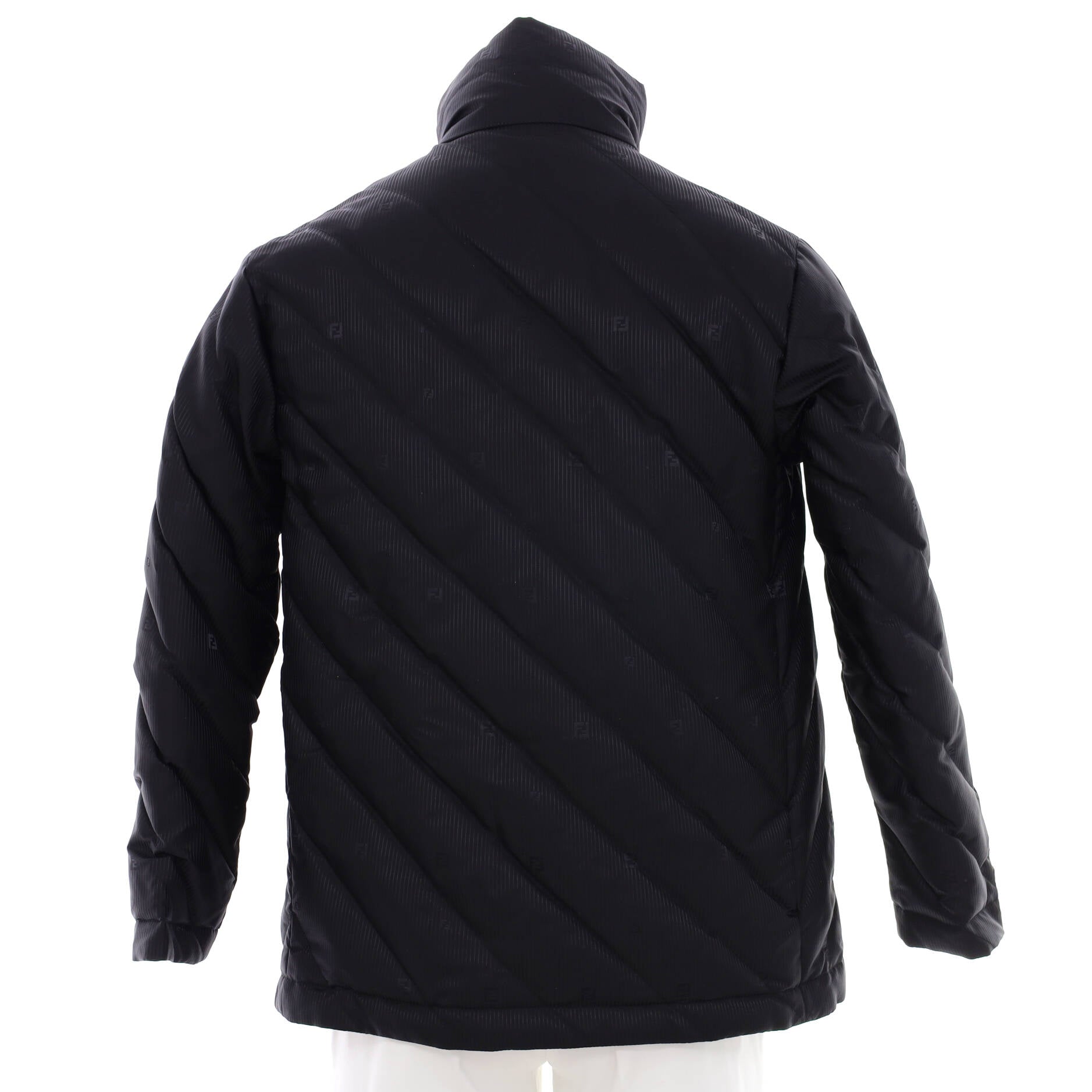 Men's FF High Collar Short Puffer Jacket Quilted Polyamide with Down