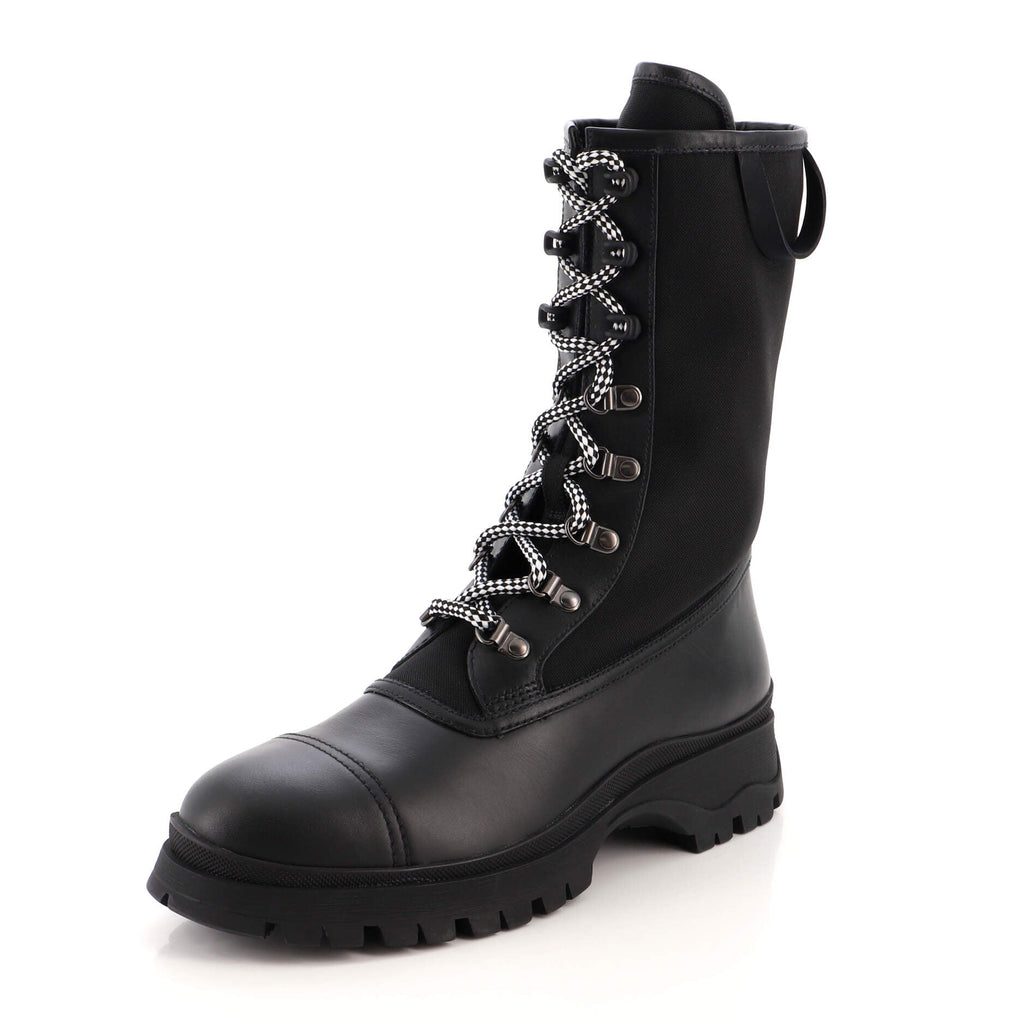 Women's Combat Boots Leather and Fabric
