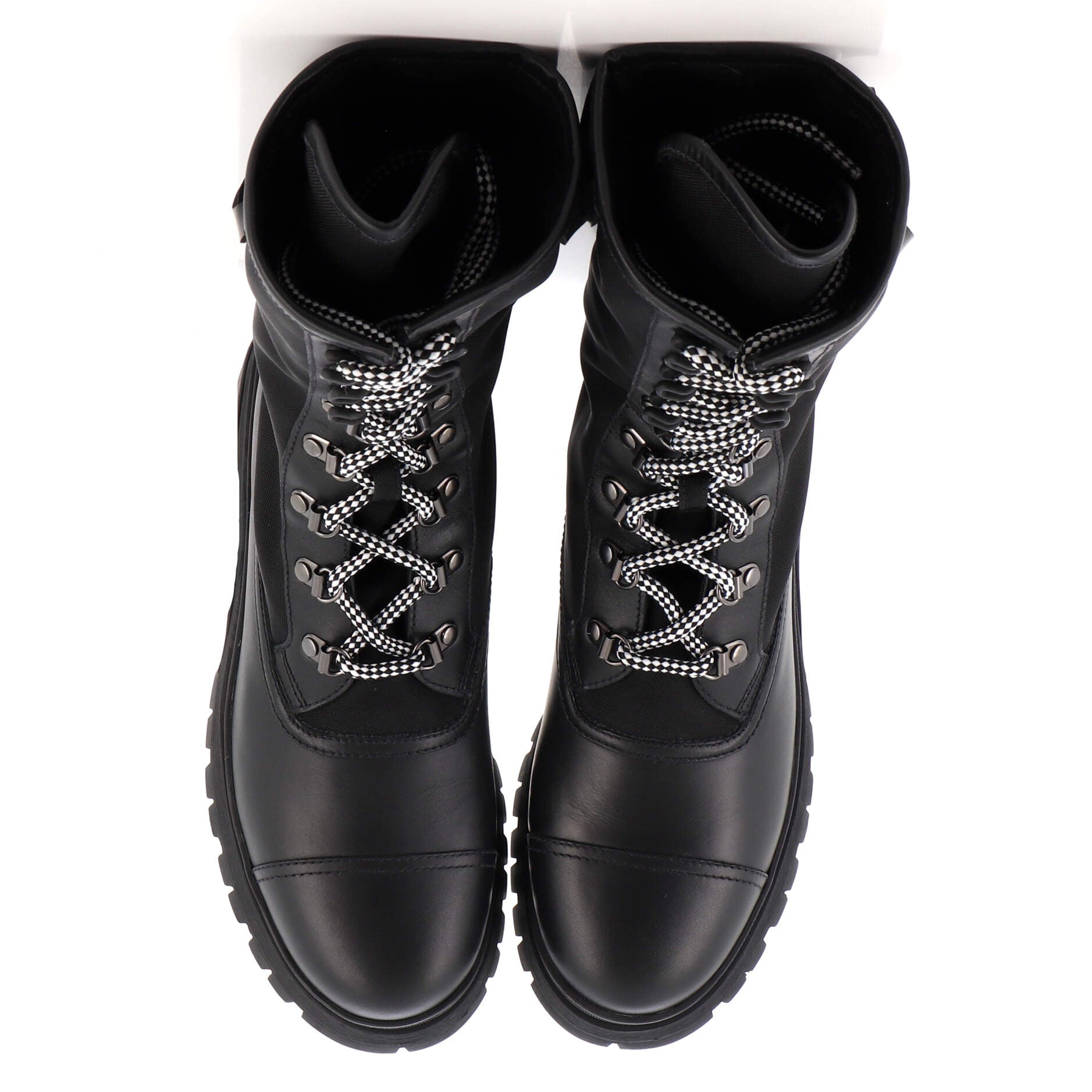 Women's Combat Boots Leather and Fabric