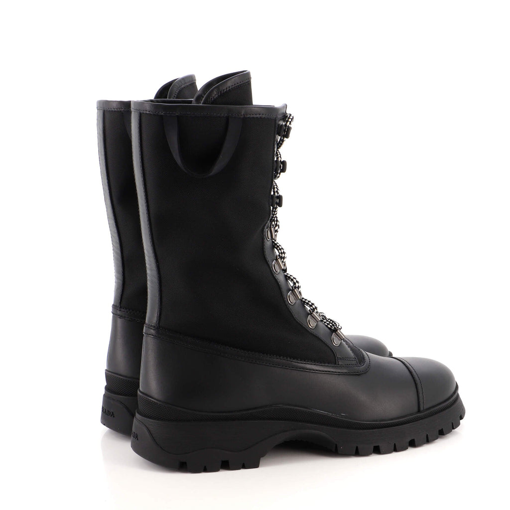 Women's Combat Boots Leather and Fabric