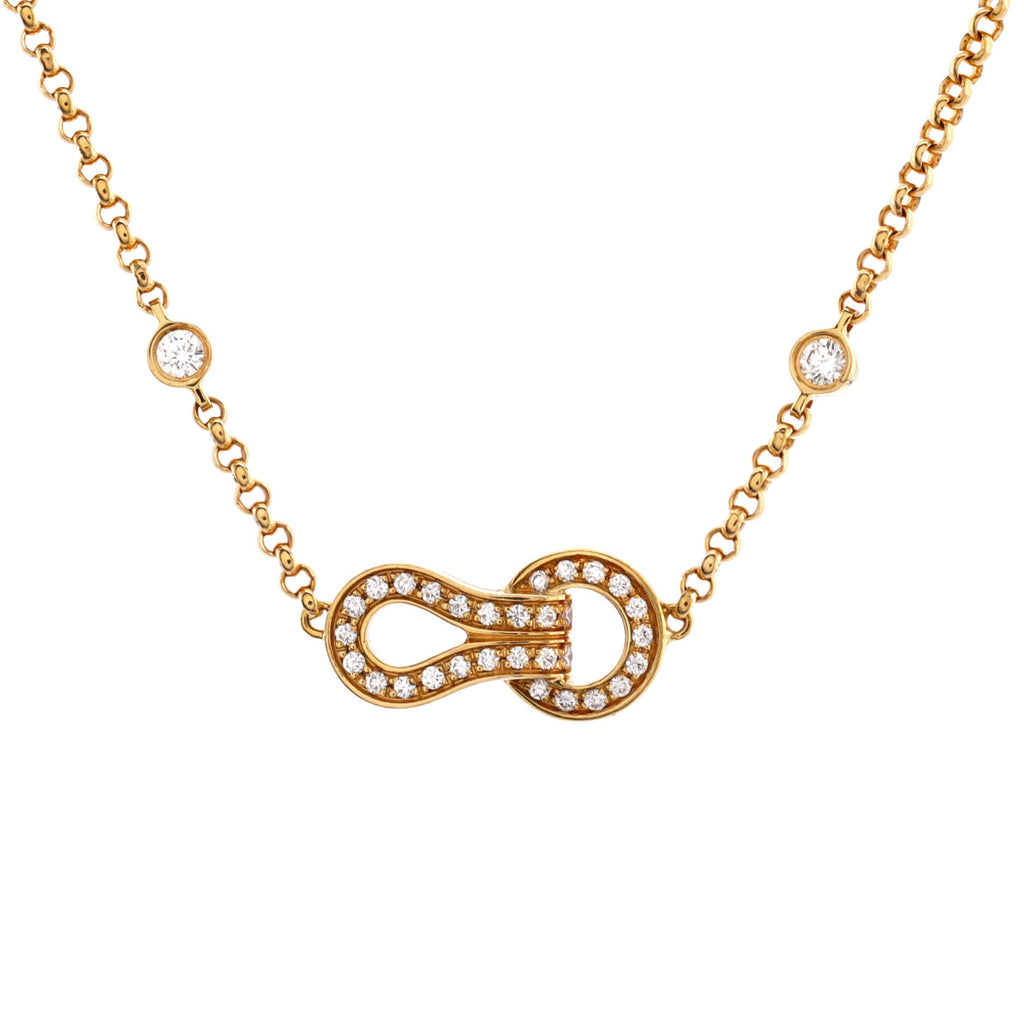 Agrafe Chain Pendant Necklace 18K Yellow Gold with Diamonds