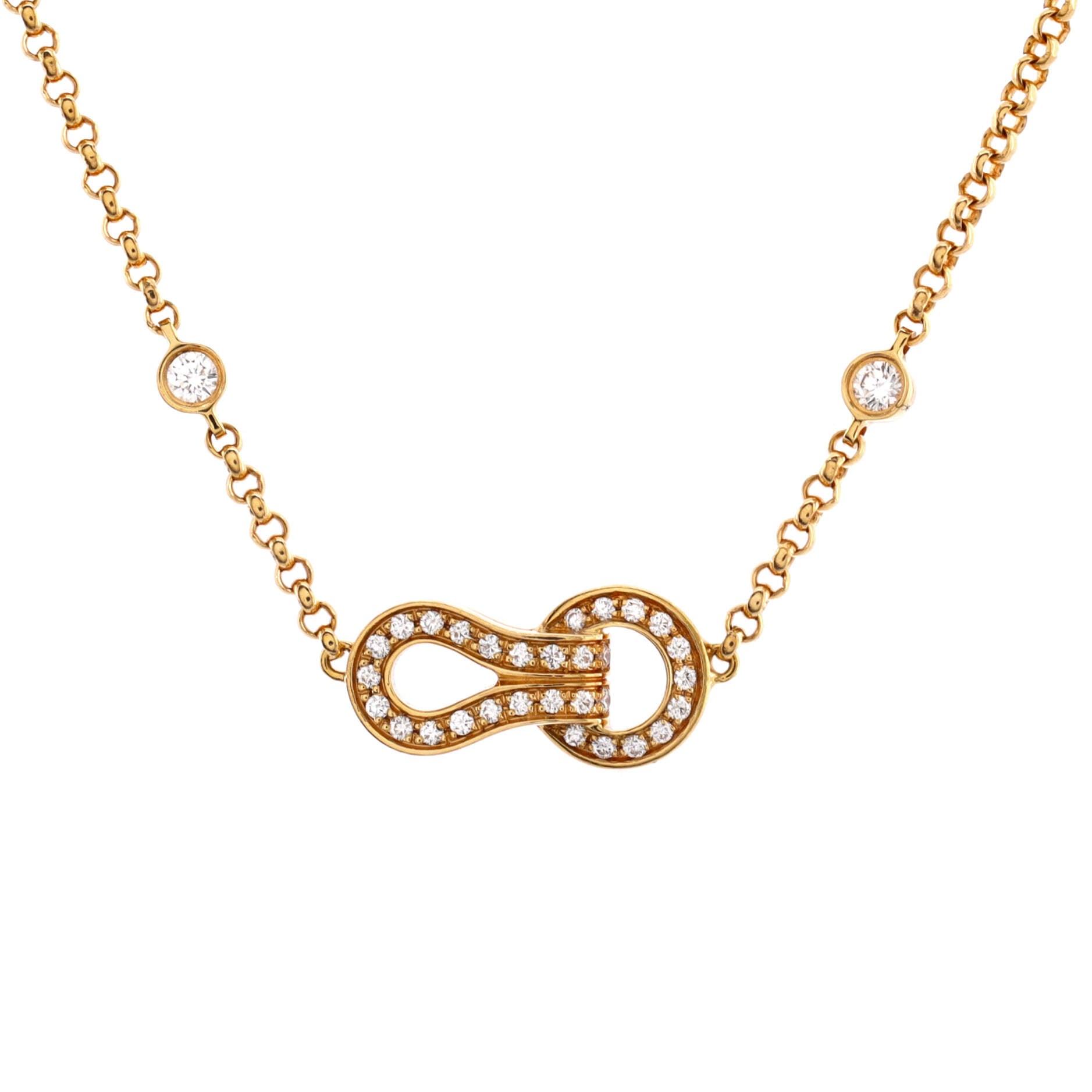 Agrafe Chain Pendant Necklace 18K Yellow Gold with Diamonds
