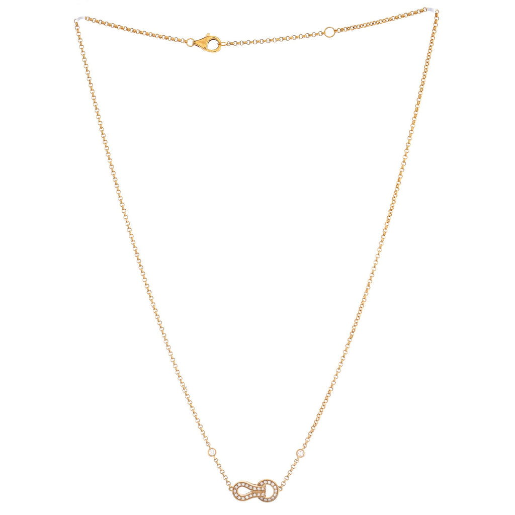 Agrafe Chain Pendant Necklace 18K Yellow Gold with Diamonds