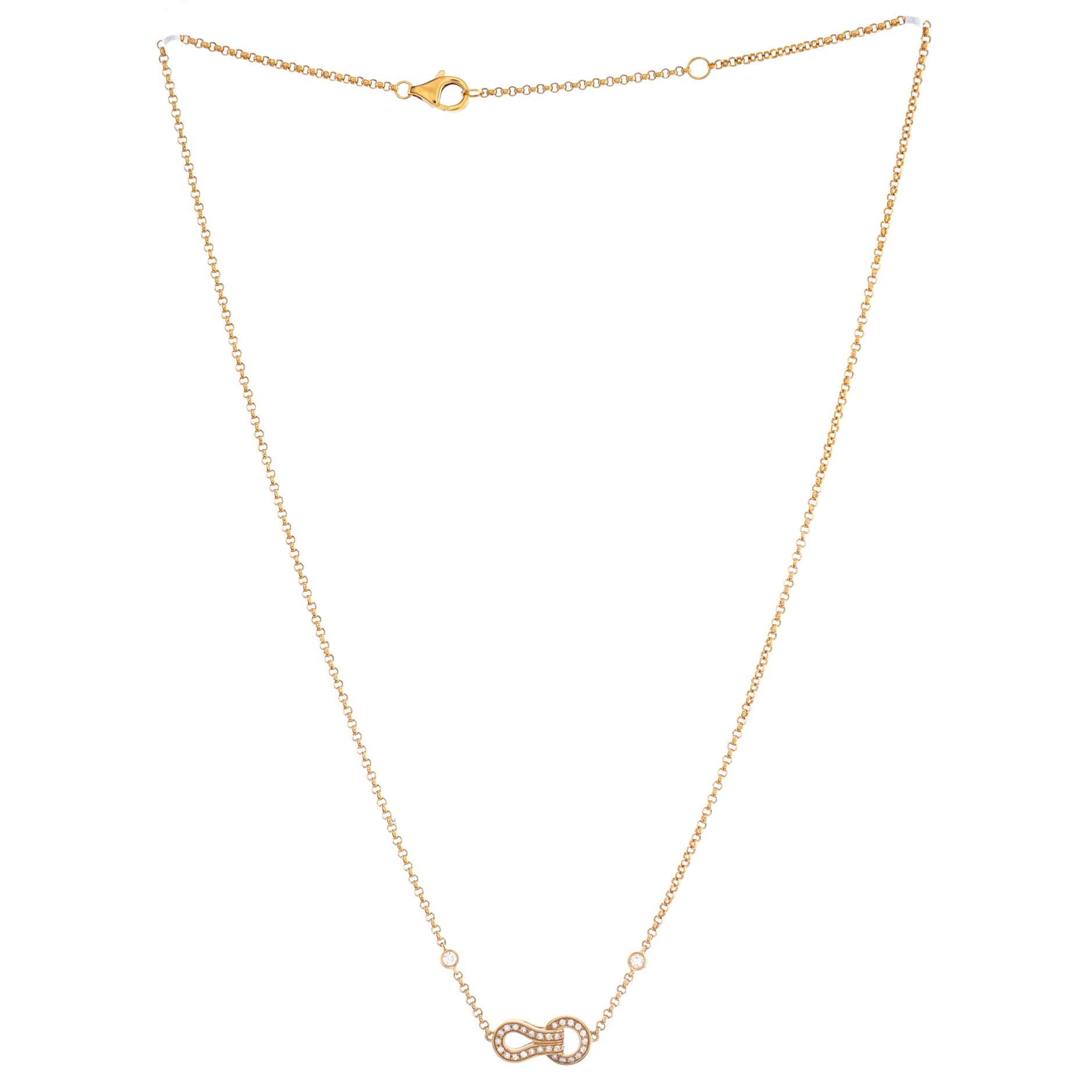 Agrafe Chain Pendant Necklace 18K Yellow Gold with Diamonds