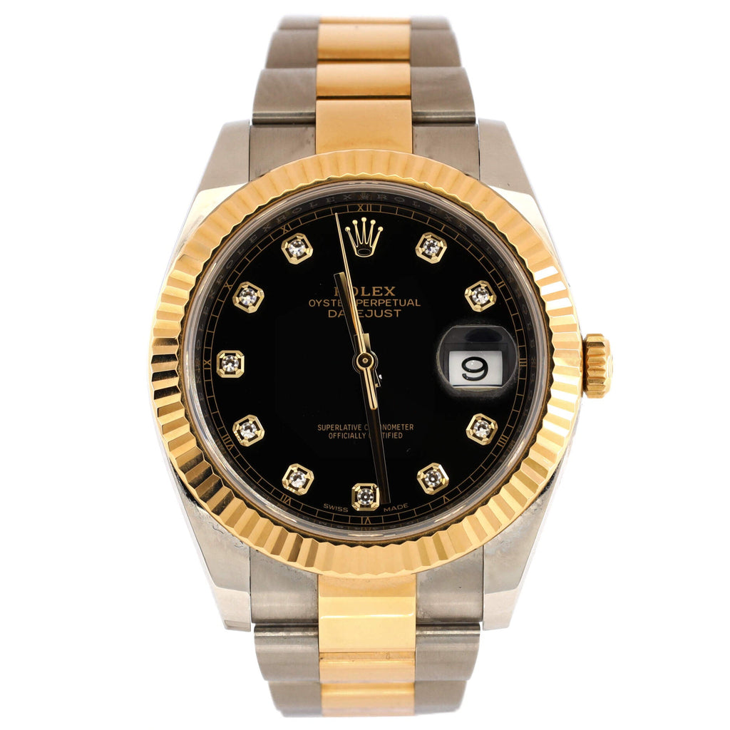Oyster Perpetual Datejust Automatic Watch Stainless Steel and Yellow Gold with Diamond Markers 41