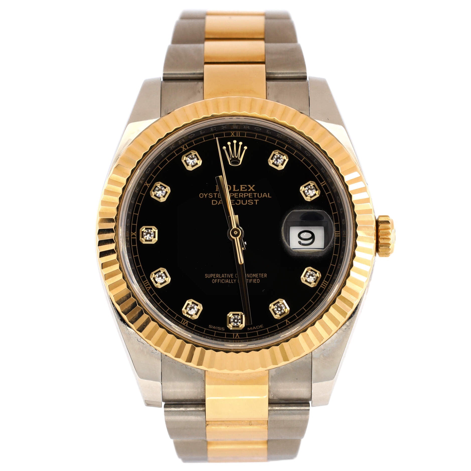 Oyster Perpetual Datejust Automatic Watch Stainless Steel and Yellow Gold with Diamond Markers 41