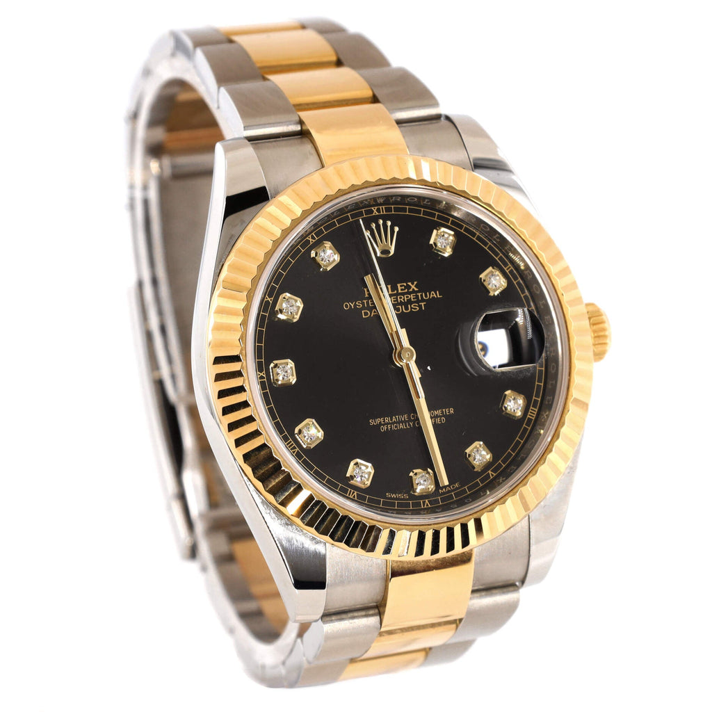 Oyster Perpetual Datejust Automatic Watch Stainless Steel and Yellow Gold with Diamond Markers 41