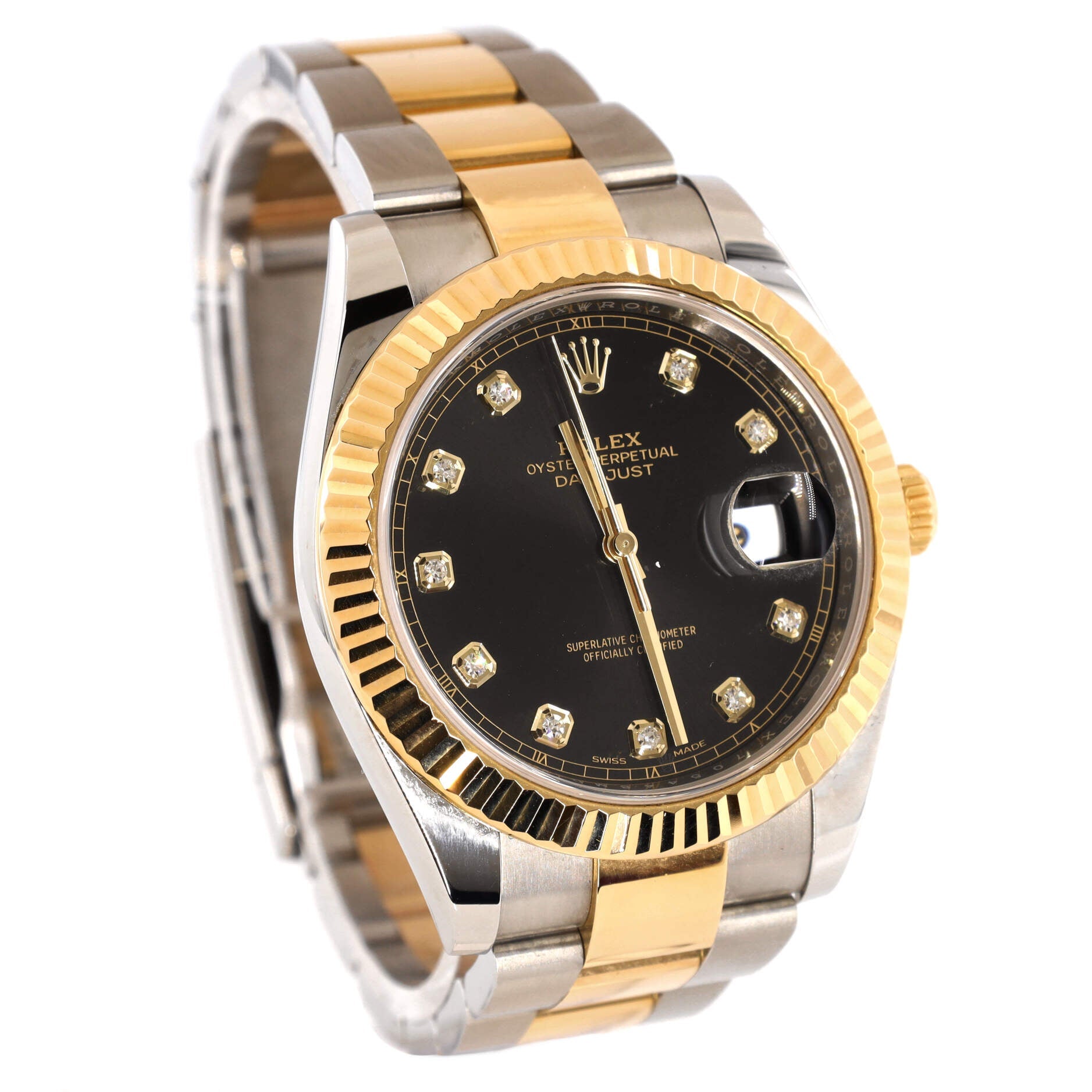 Oyster Perpetual Datejust Automatic Watch Stainless Steel and Yellow Gold with Diamond Markers 41