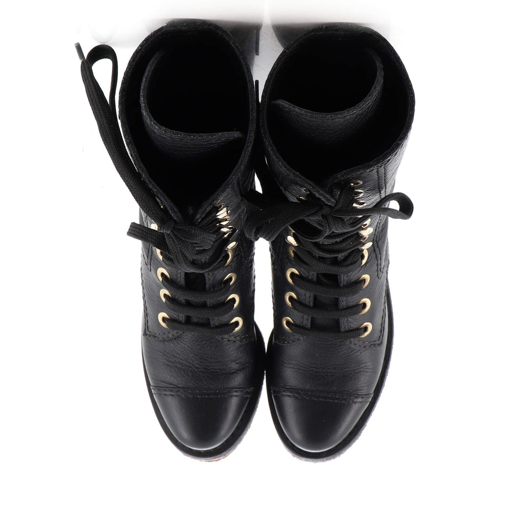 Women's CC Cap Toe Lace Up Ankle Boots Leather