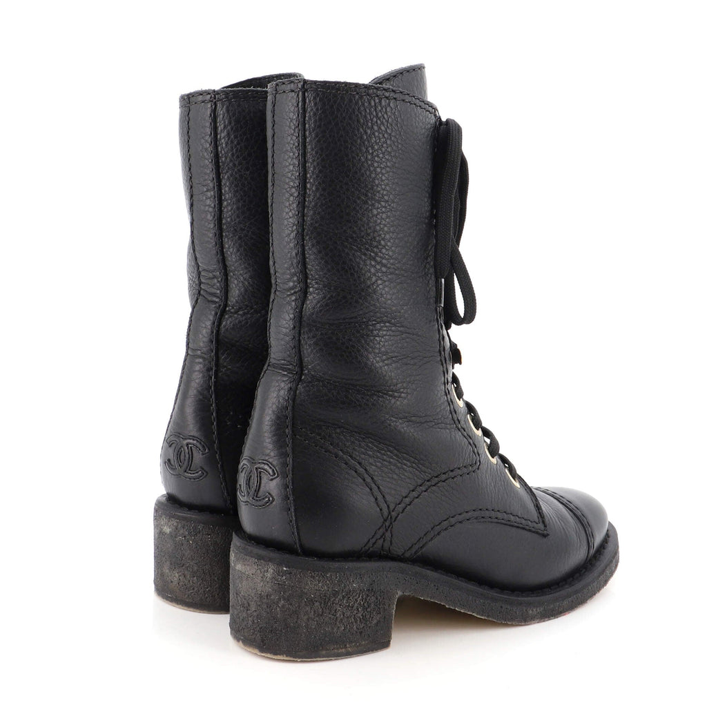Women's CC Cap Toe Lace Up Ankle Boots Leather