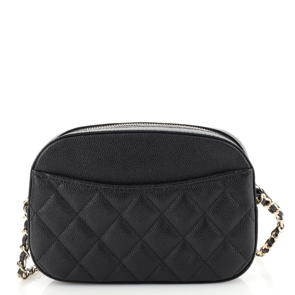 Zip Around Chain Camera Case Quilted Caviar Mini