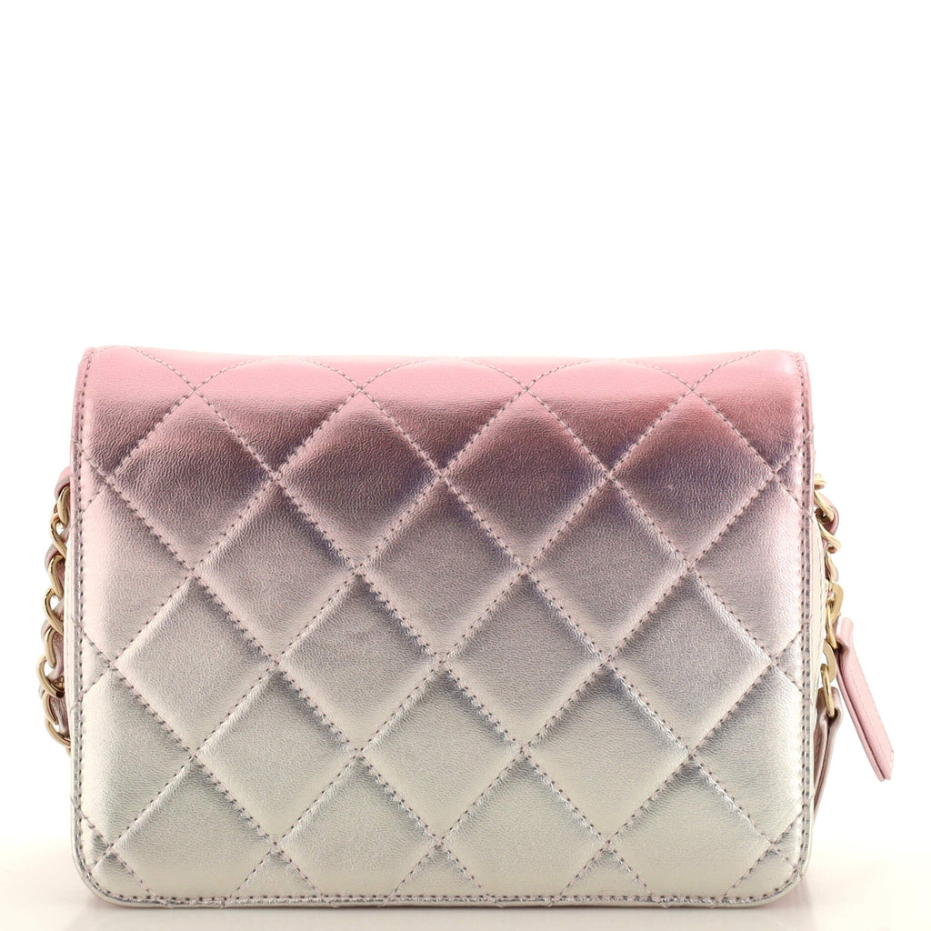 Like a Wallet Flap Bag Quilted Gradient Metallic Lambskin Mini