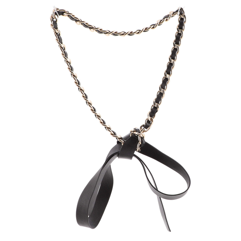 Bow Chain-Link Belt Lambskin and Metal 65