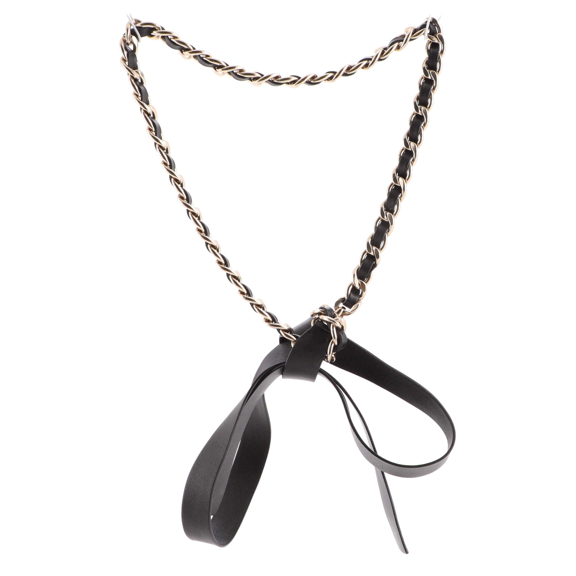 Bow Chain-Link Belt Lambskin and Metal 65