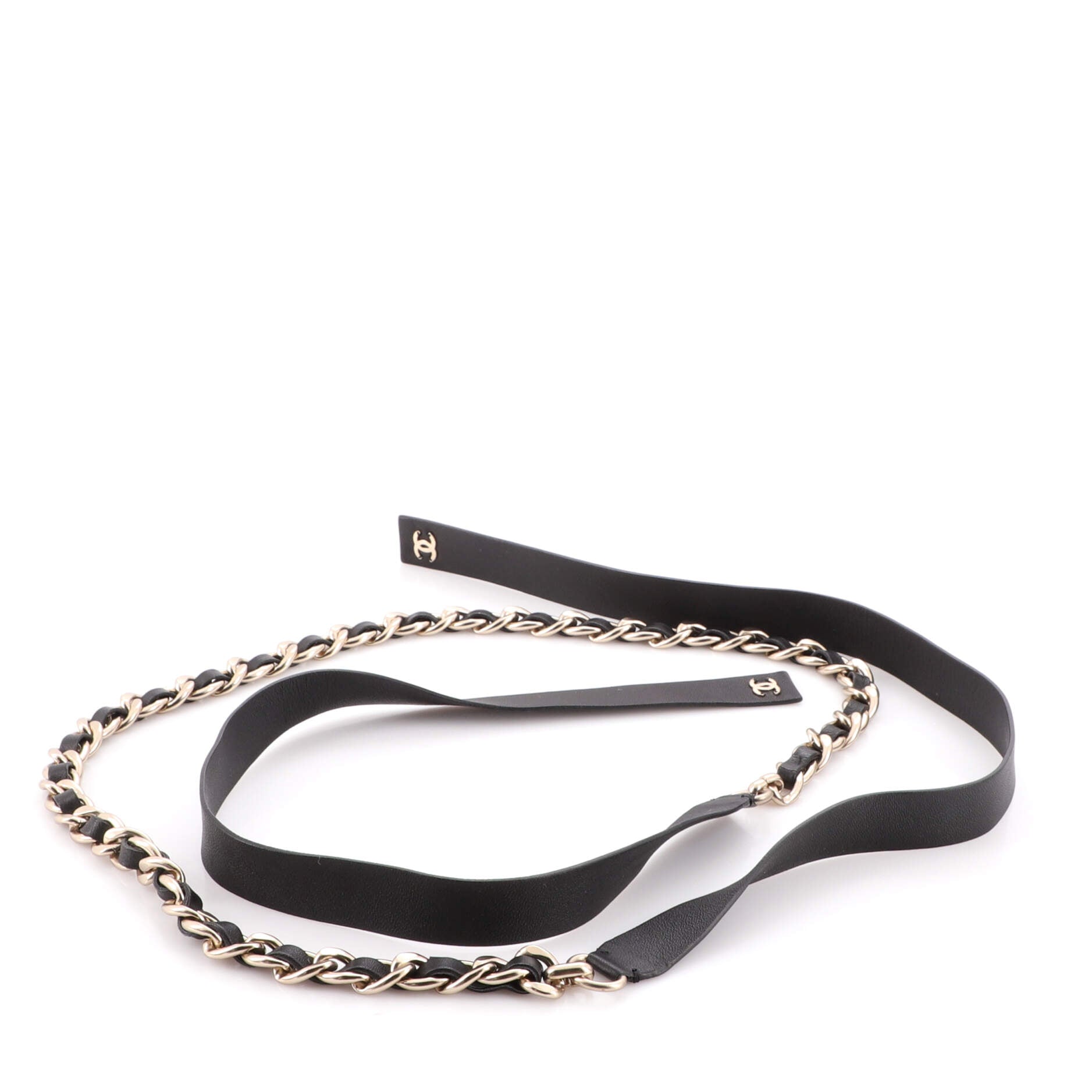 Bow Chain-Link Belt Lambskin and Metal 65