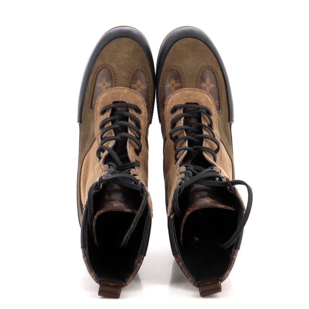 Women's Laureate Platform Desert Boots Suede with Monogram Canvas