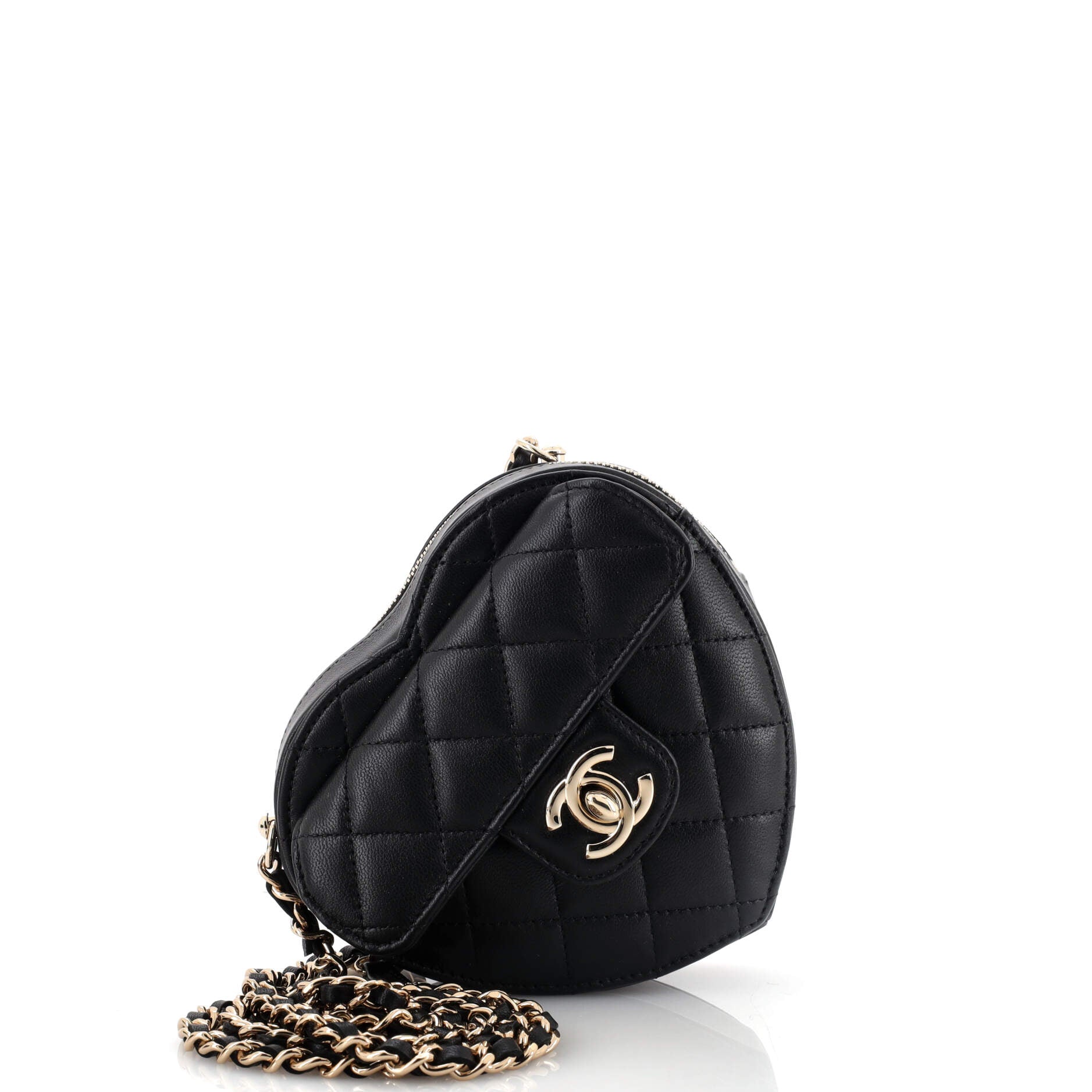 CC in Love Heart Clutch with Chain Quilted Lambskin