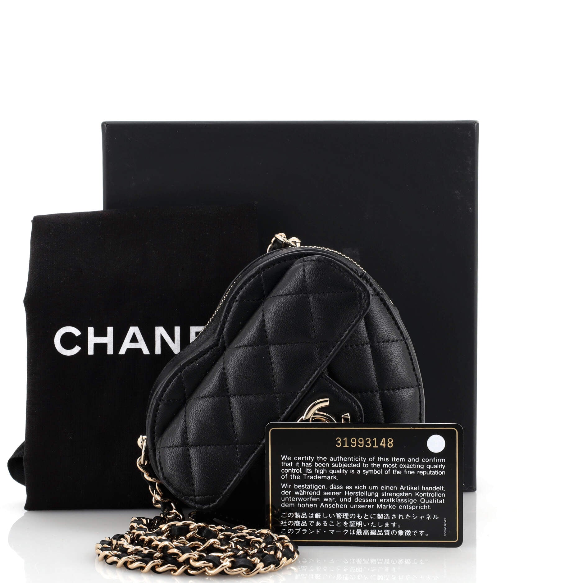 CC in Love Heart Clutch with Chain Quilted Lambskin