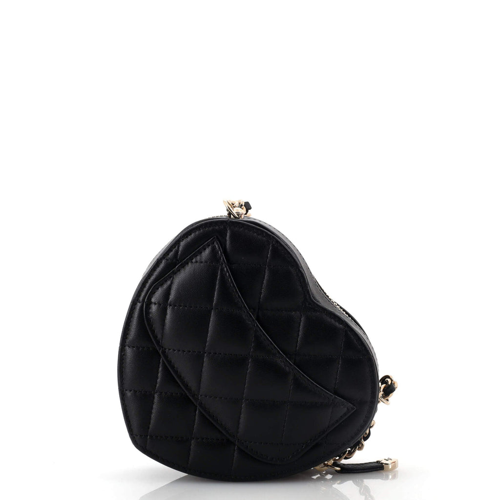 CC in Love Heart Clutch with Chain Quilted Lambskin