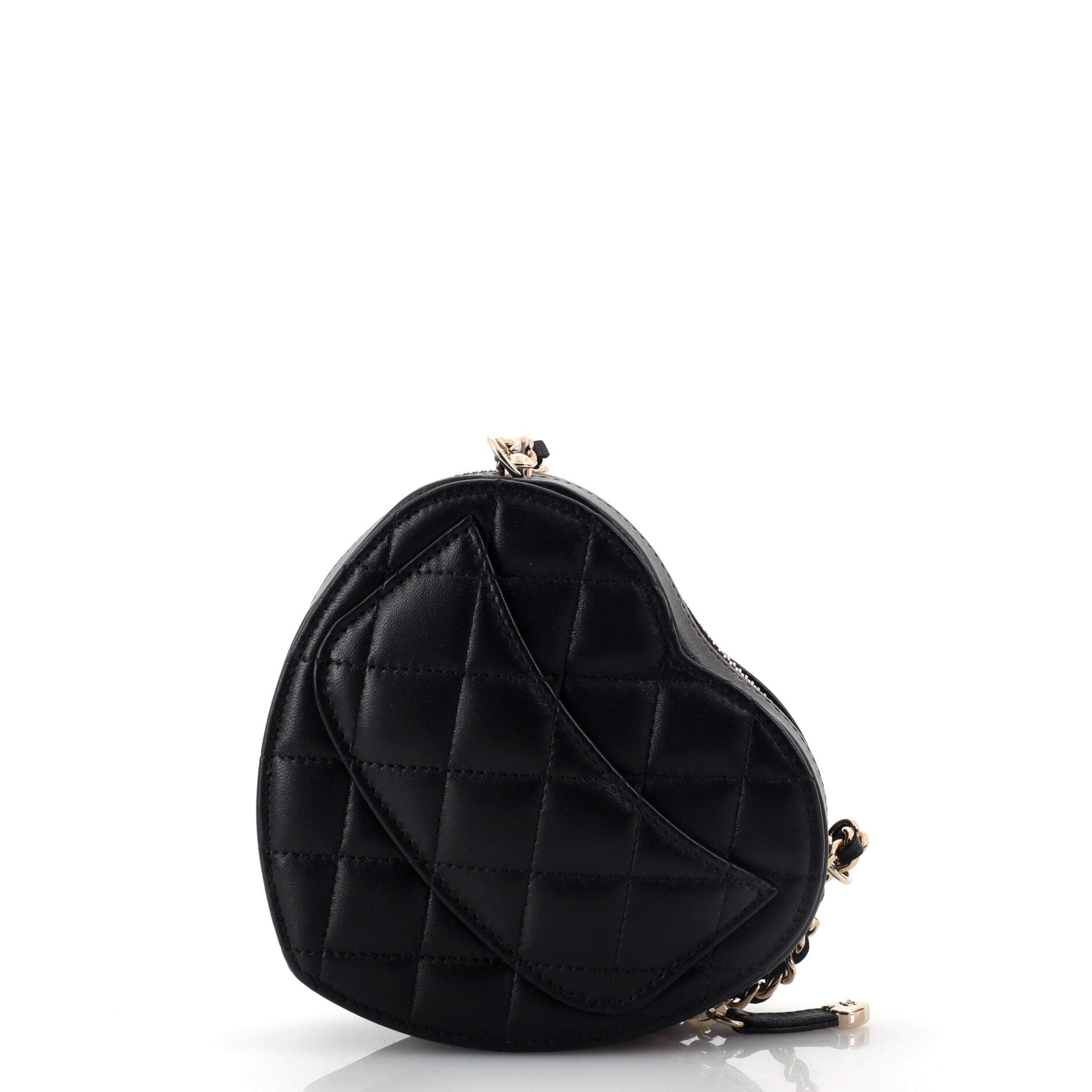 CC in Love Heart Clutch with Chain Quilted Lambskin