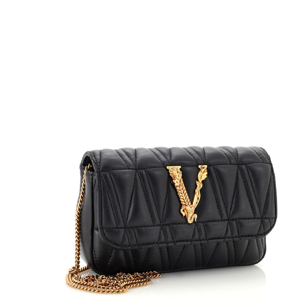 Virtus Clutch on Chain Quilted Leather