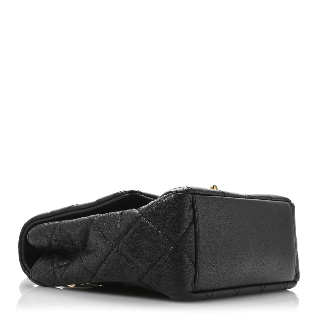 Caviar Quilted Small Top Handle Flap Black