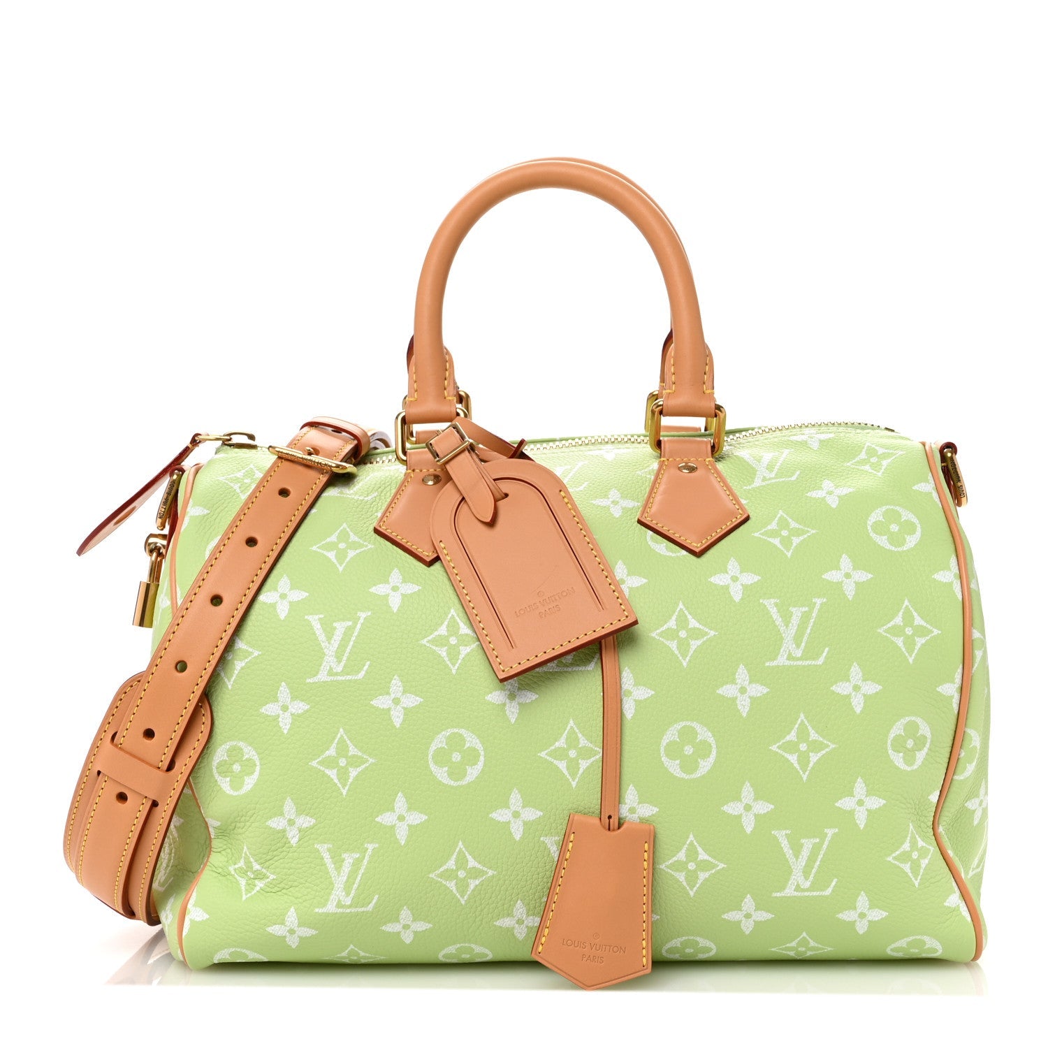 Calfskin Monogram Speedy P9 Bandouliere 30 Frozen Lime