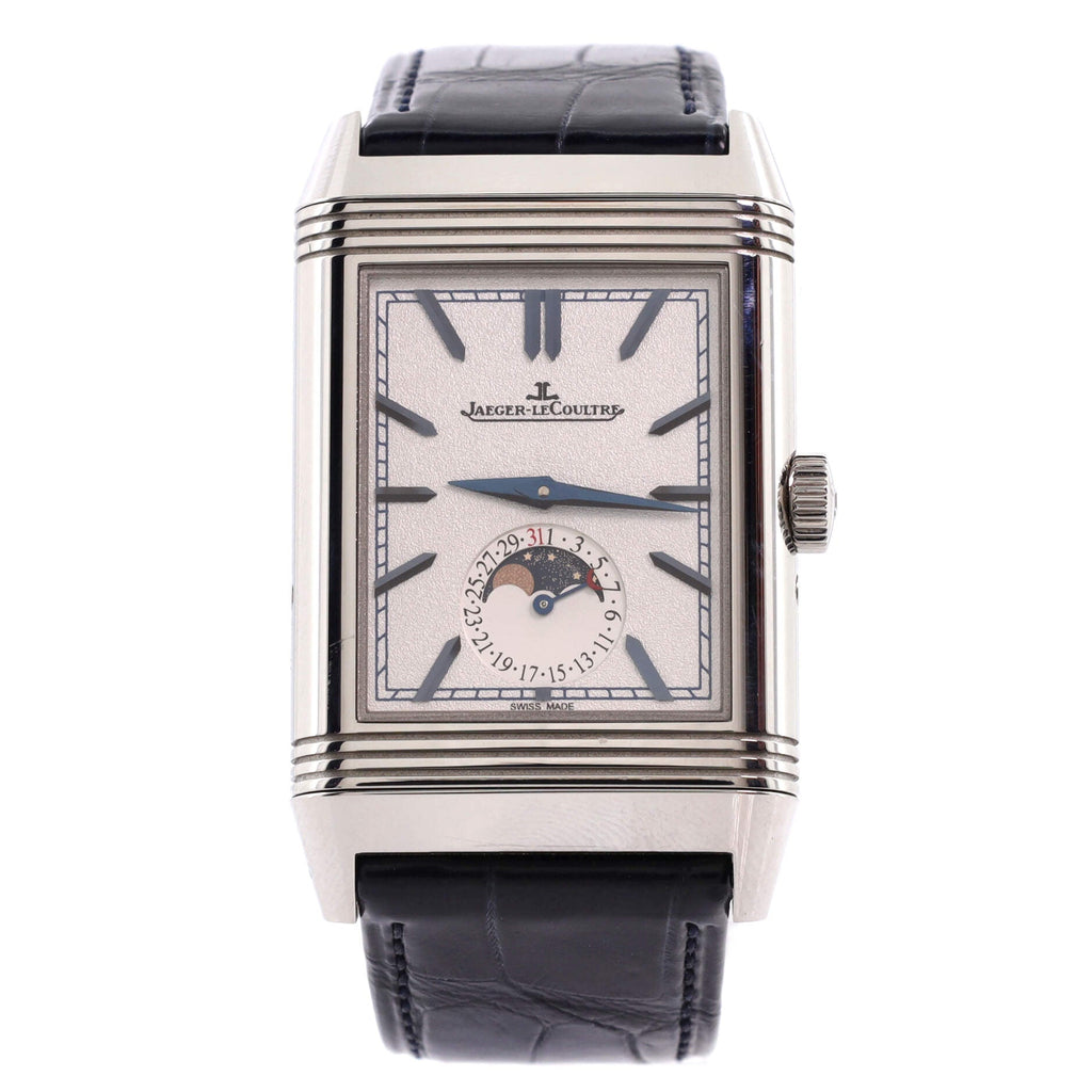 Reverso Tribute Moonphase Manual Watch Stainless Steel and Alligator 30