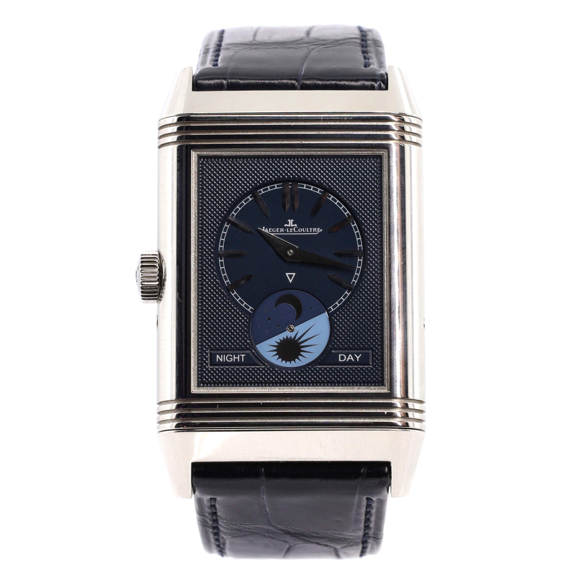 Reverso Tribute Moonphase Manual Watch Stainless Steel and Alligator 30