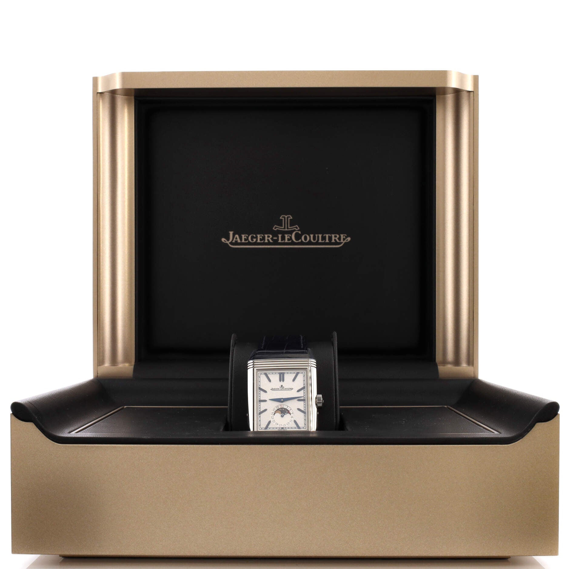 Reverso Tribute Moonphase Manual Watch Stainless Steel and Alligator 30