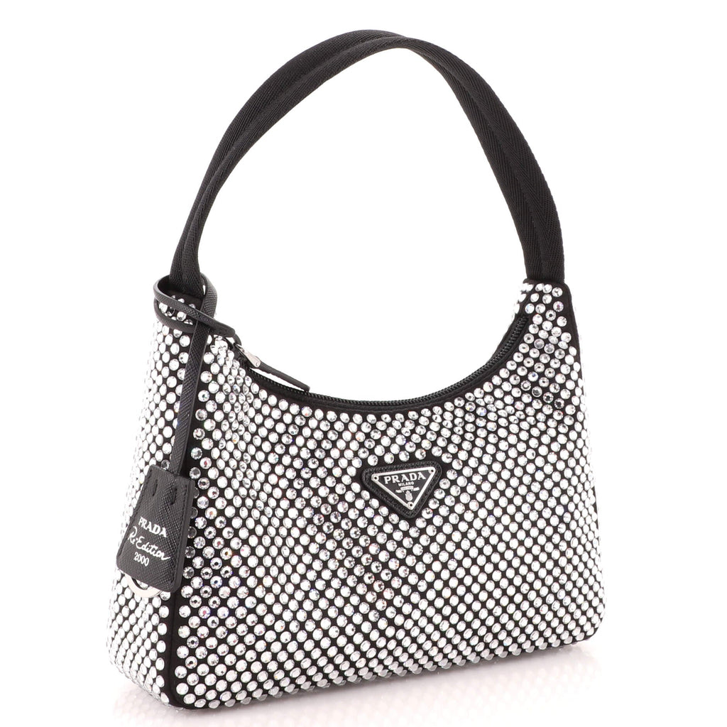 Re-Edition 2000 Hobo Crystal Embellished Satin Mini