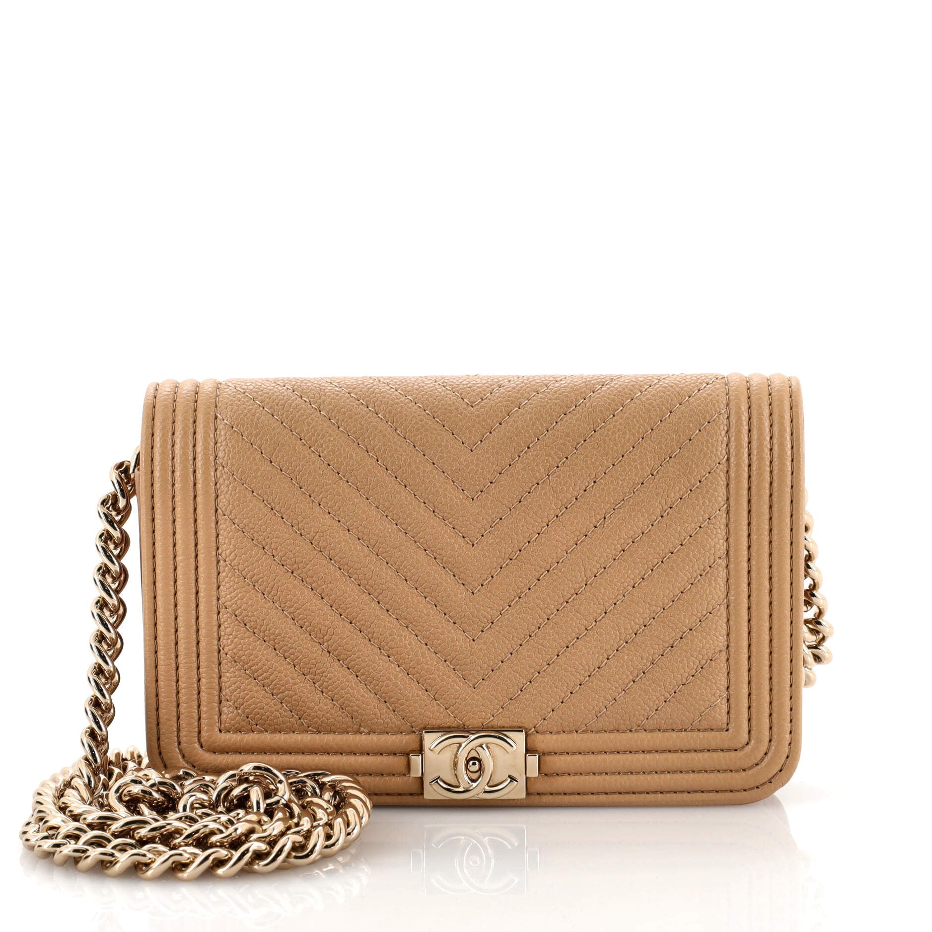 Boy Wallet on Chain Chevron Caviar Mini