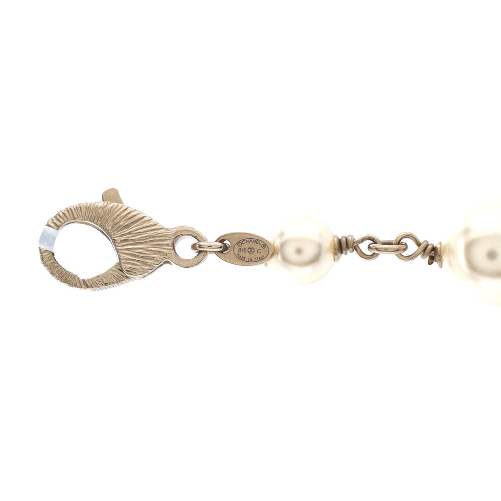Dubai Moon Long Necklace Faux Pearls and Crystal Embellished Metal