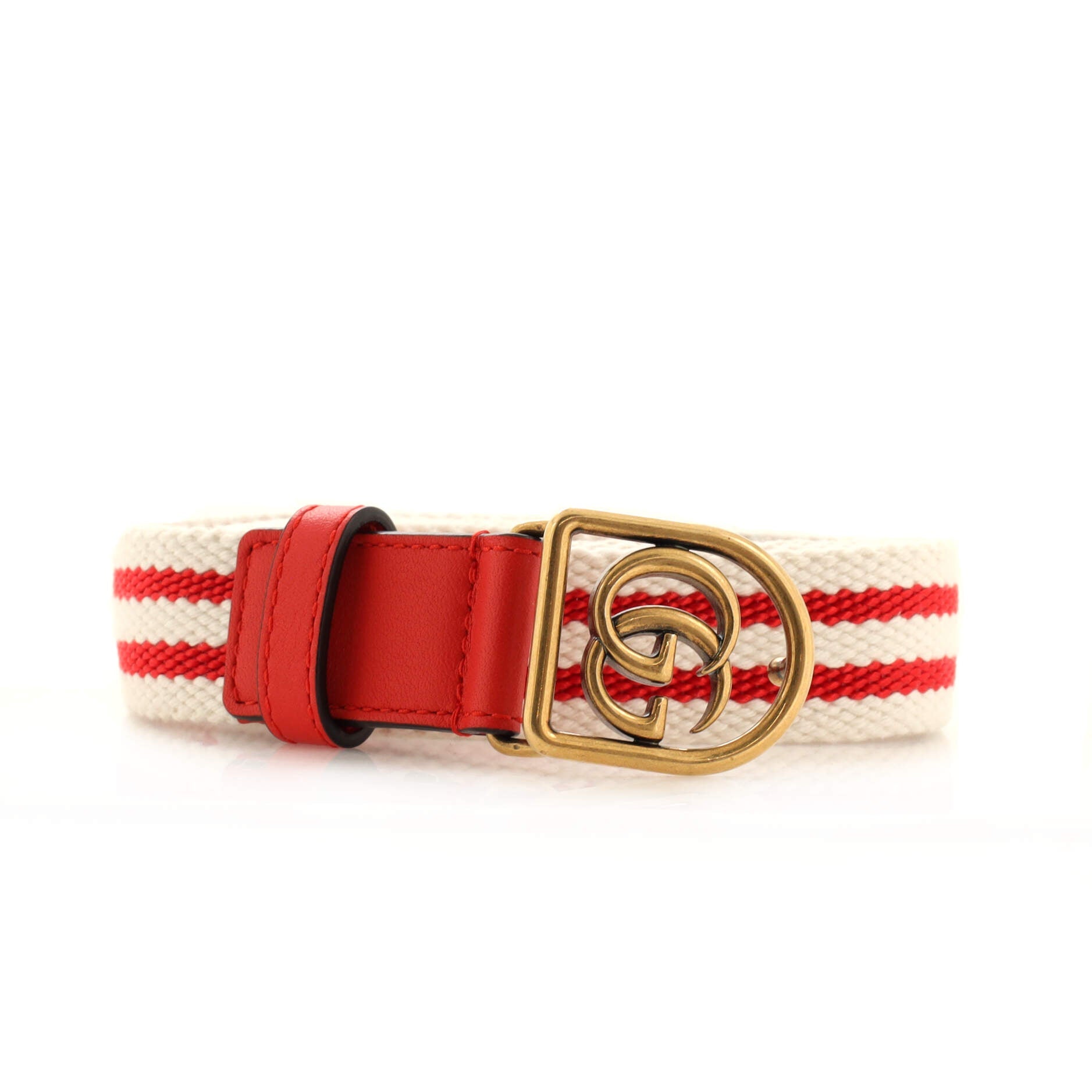 Framed GG Round Buckle Belt Web Canvas Thin 85