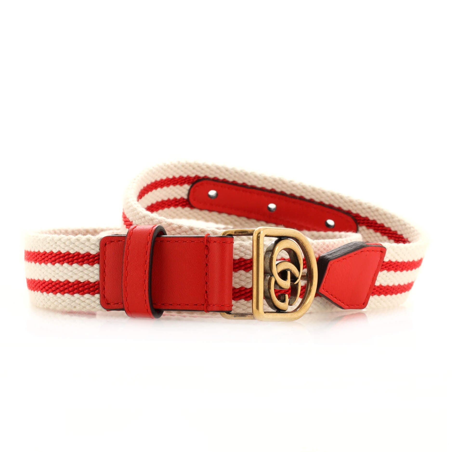 Framed GG Round Buckle Belt Web Canvas Thin 85