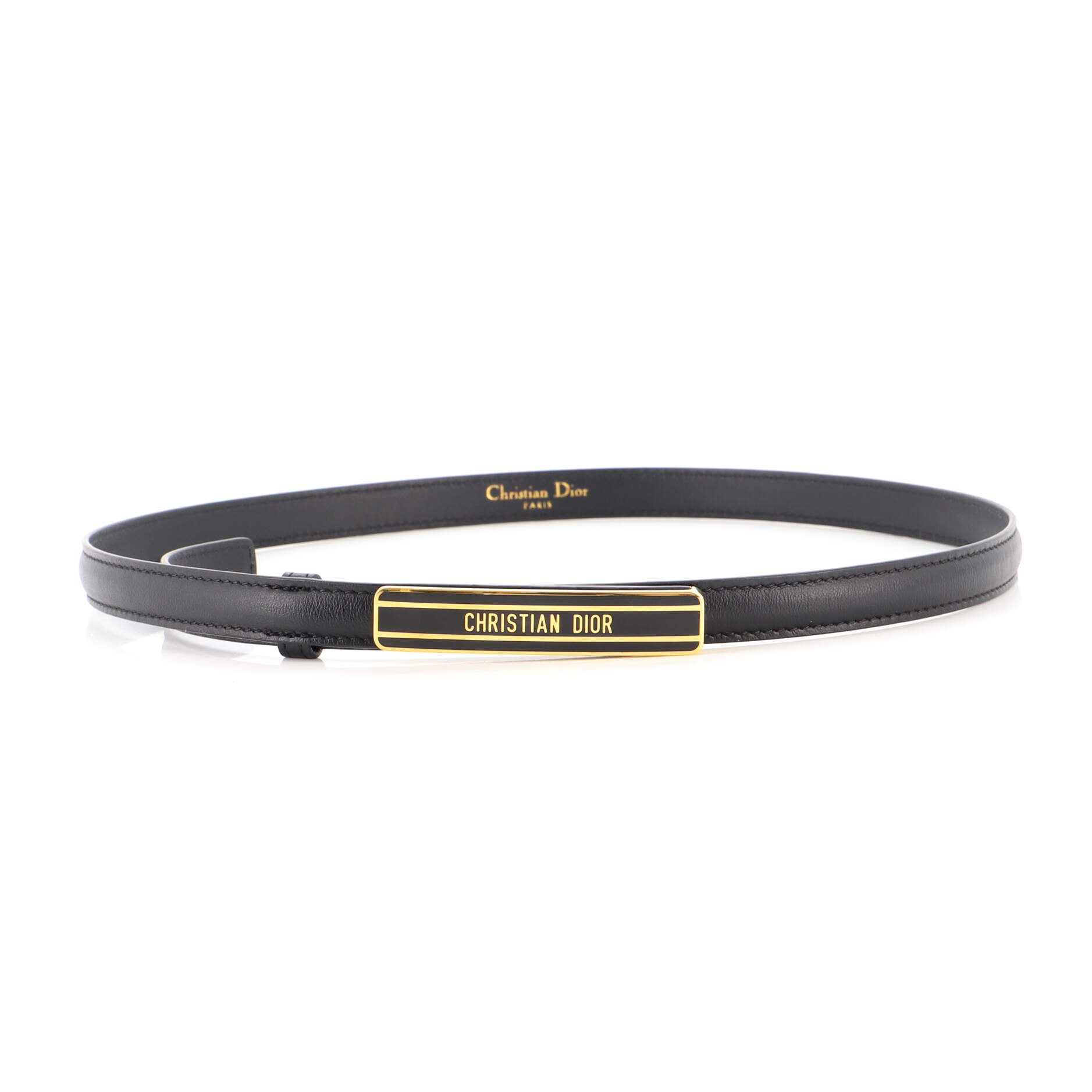 Dior-ID Belt Leather with Enamel Buckle Thin 75