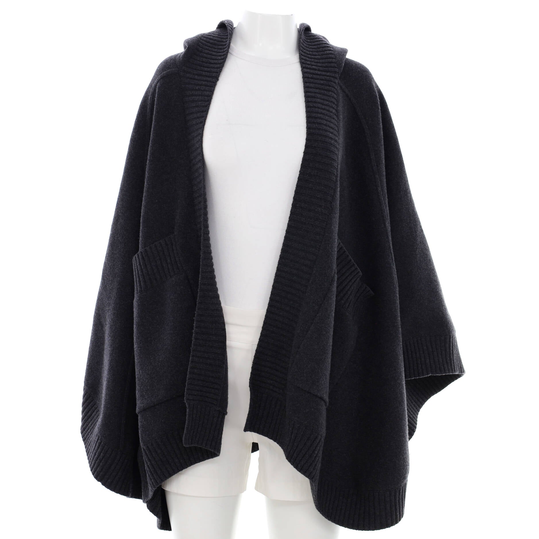Women's Carla Hooded Logo Crest Cape Cashmere and Wool