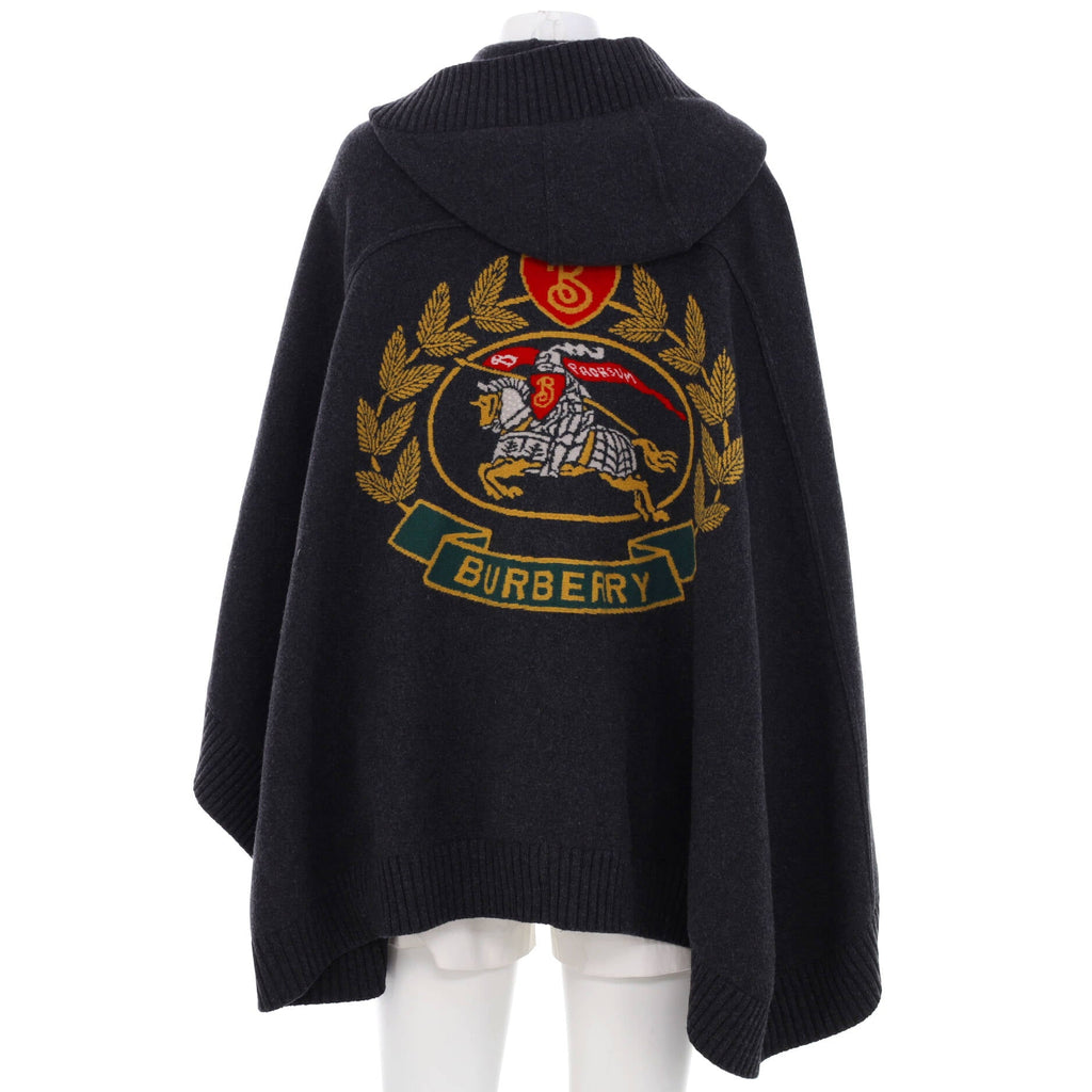 Women's Carla Hooded Logo Crest Cape Cashmere and Wool