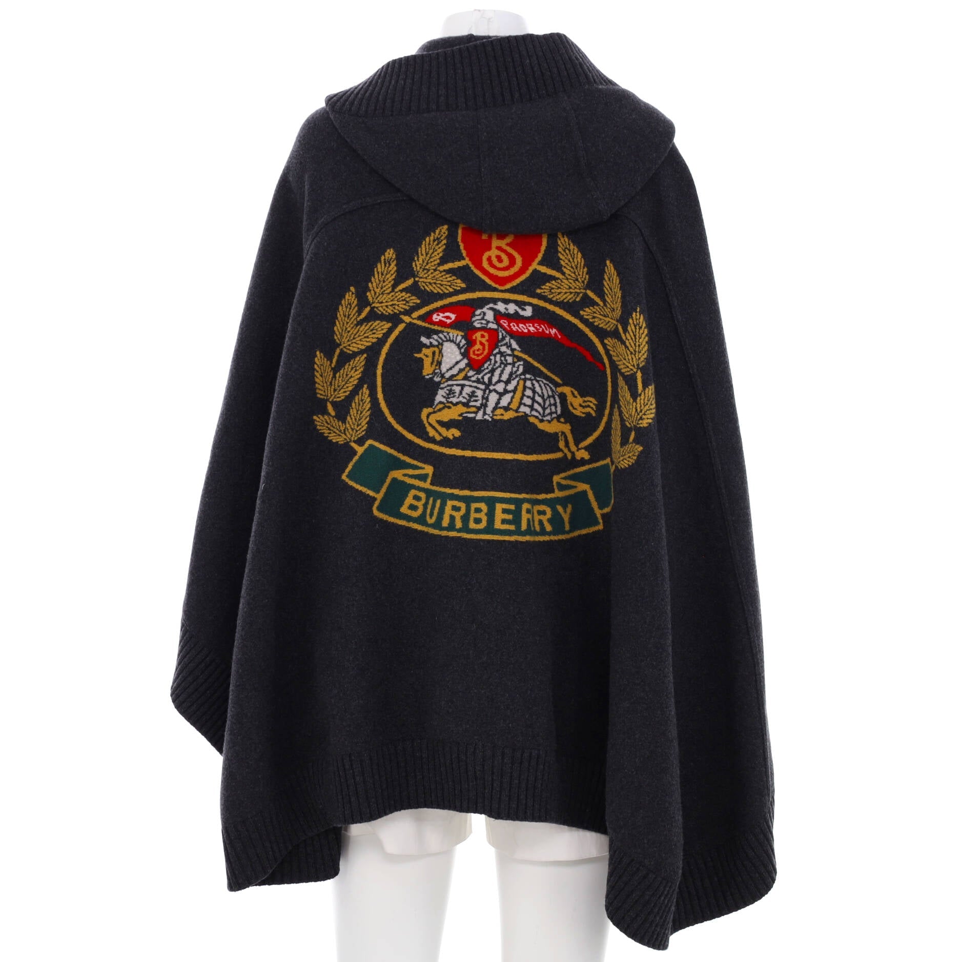 Women's Carla Hooded Logo Crest Cape Cashmere and Wool