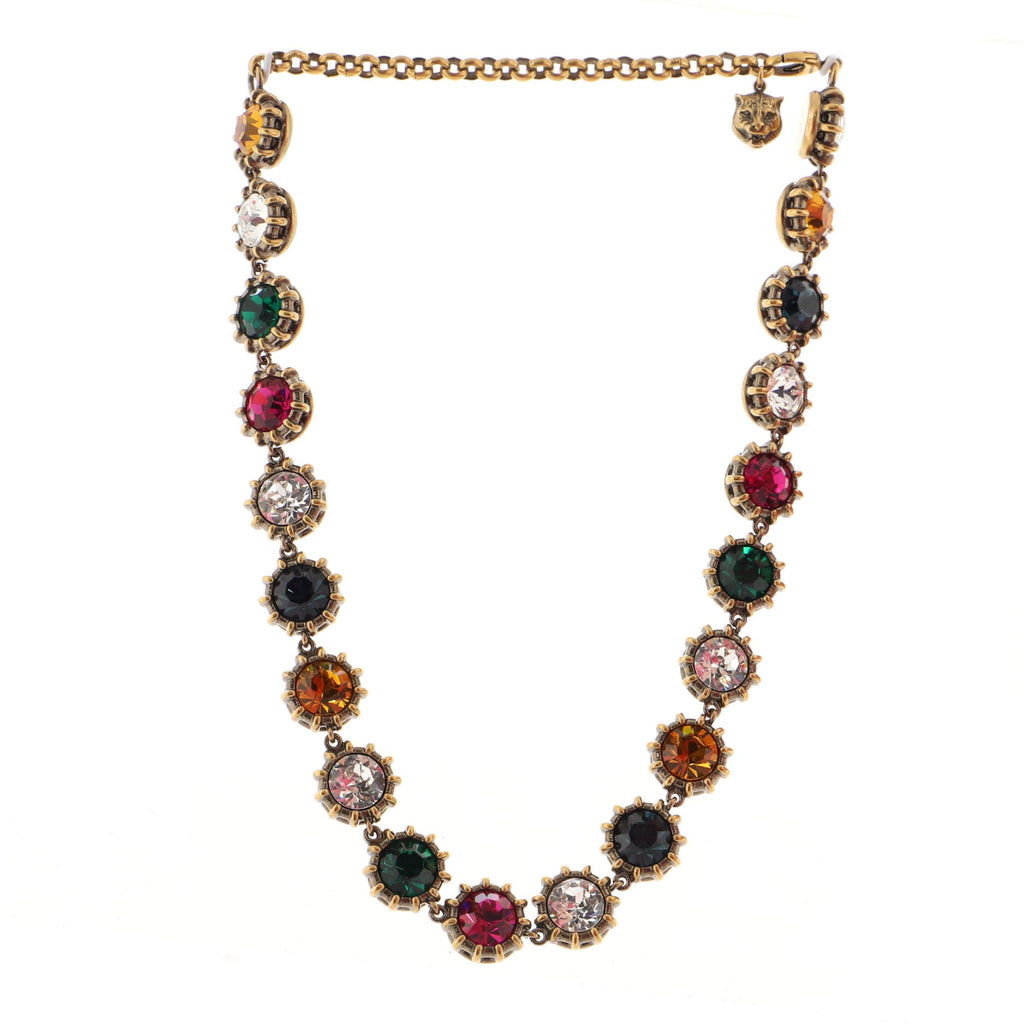 Collar Short Chain Necklace Metal with Crystals