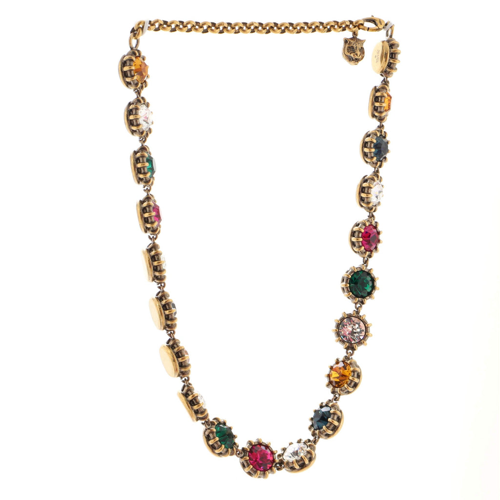 Collar Short Chain Necklace Metal with Crystals